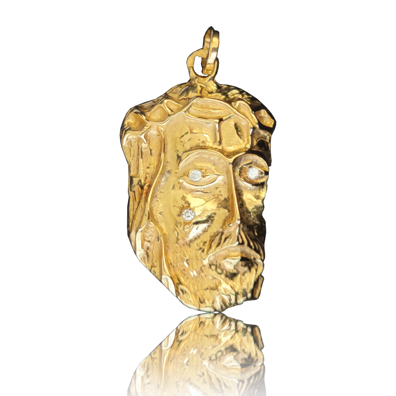 Medalha cara de cristo ouro