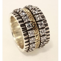 Aliança bicolor ouro prata