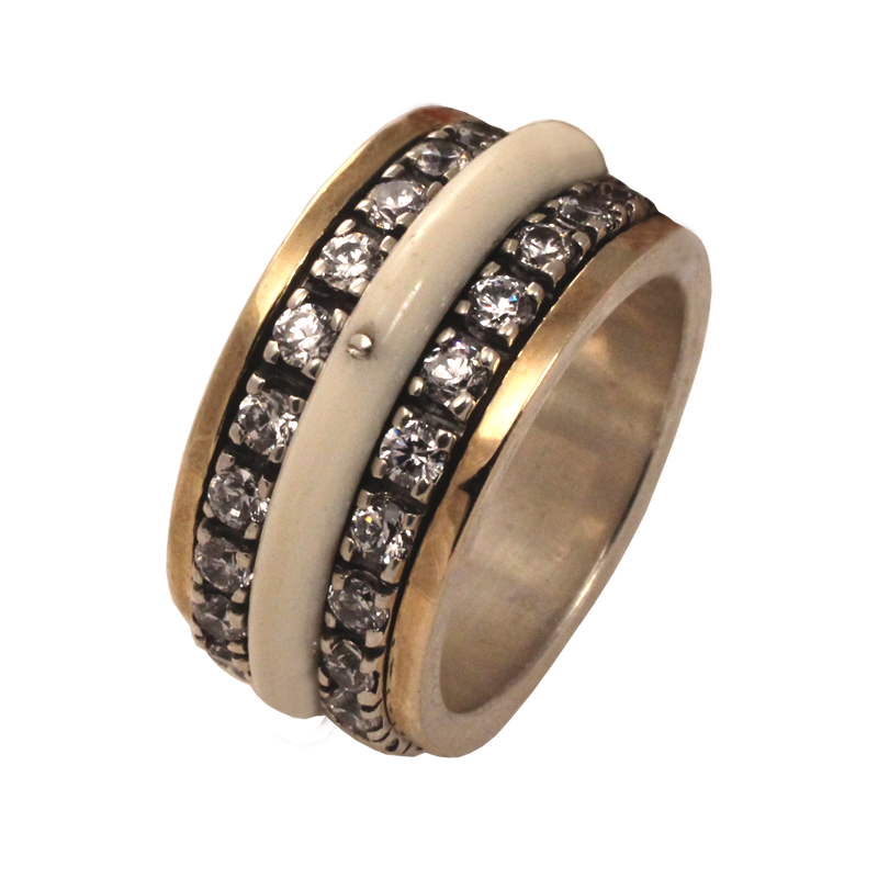 Aliança bicolor ouro prata